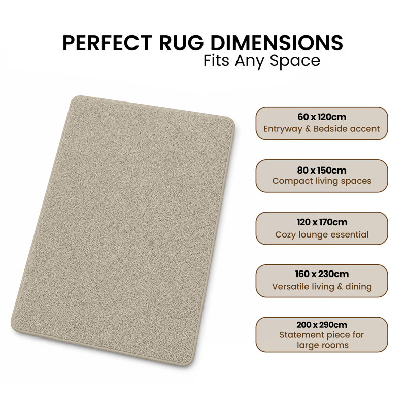 Aspire Homeware Beige Modern Area Rug, BEIGE, 120x170cm