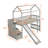 Twin Loft House Bed With Slide & Storage Steps, Solid Wood Frame-537506598