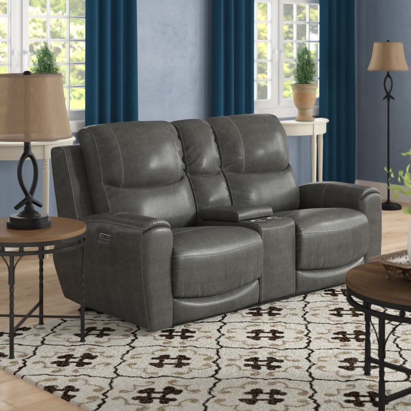 Causeuse inclinable en cuir Kittitas, Gris