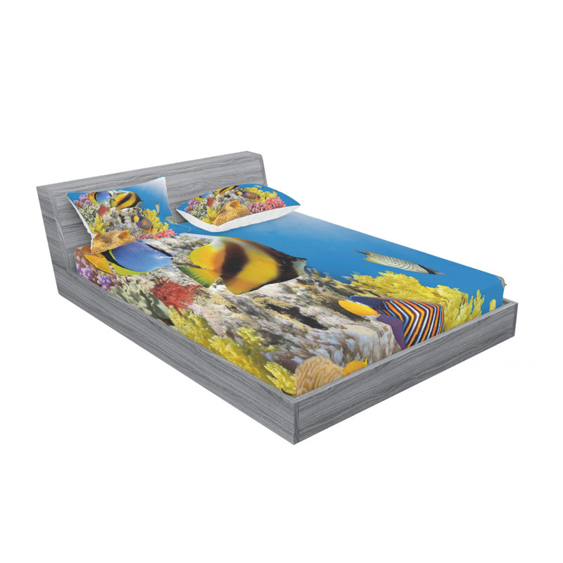 Ensemble de draps Colony on a Reef Top in Red Sea, Ensemble de drap pour grand lit avec drap-housse