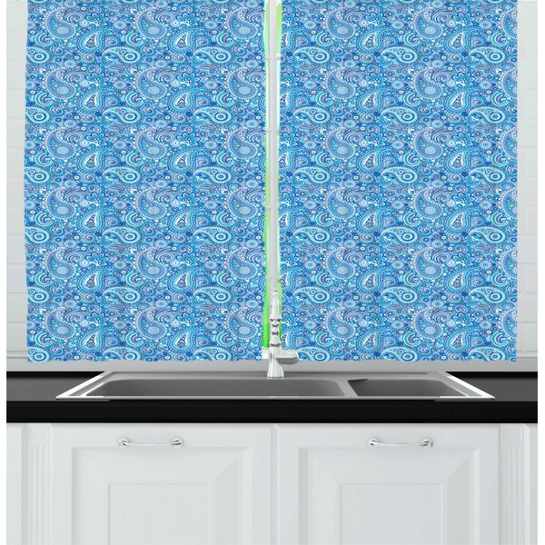 East Urban Home Paisley 55'' W Kitchen Curtain in | Wayfair