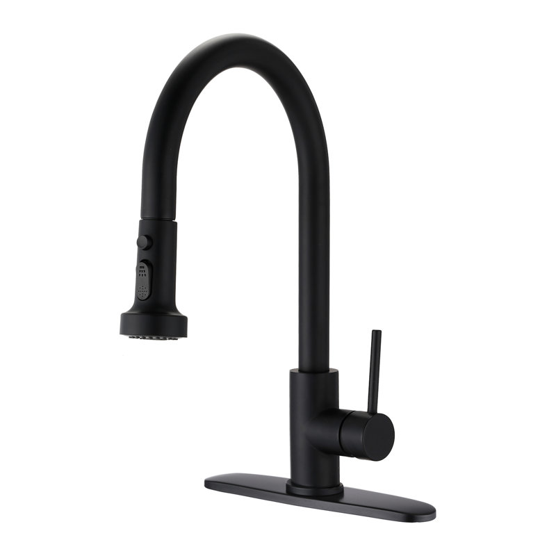 Stainless Steel Matte Black Kitchen Faucet With Pull Down & Soap Dispenser, Scratch-, Rust-, 360 Rotatable Spout, 1.8Gpm Flow In Construction, Scratchproof, Rustproof, Swivel