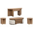 Table basse avec rangement relevable et 2 tabourets rembourrés avec 2 tables de bout et canapé demi-lune