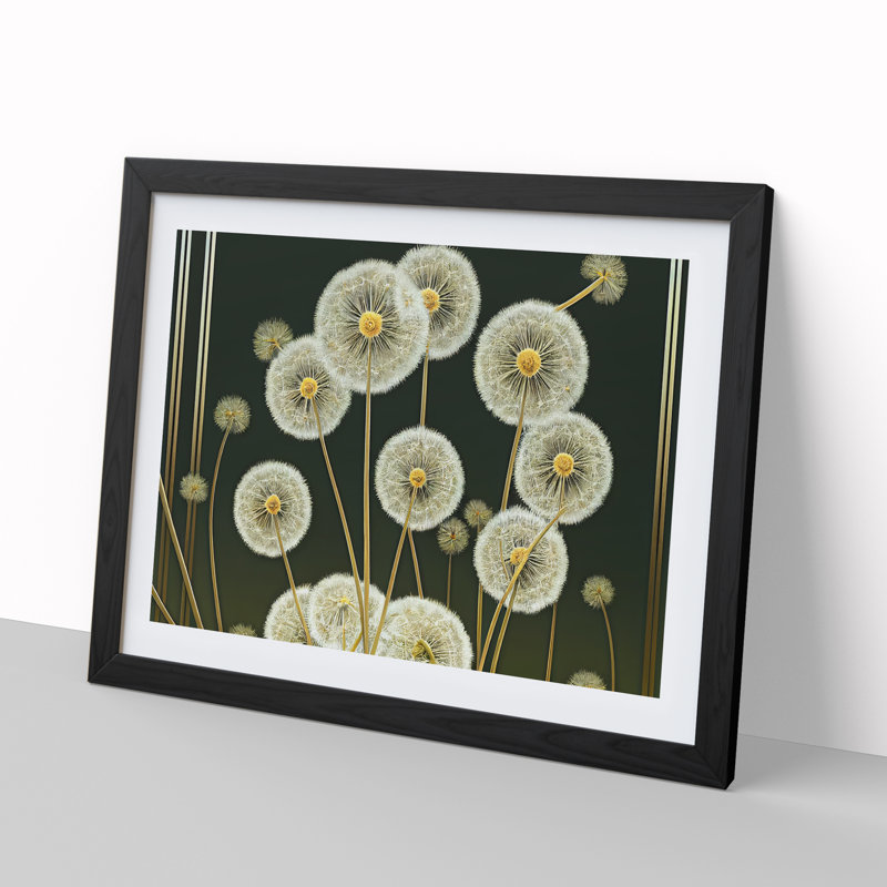 Dandelion Deco - Single Picture Frame Print, Black, 46cm H x 64cm W x 2cm D