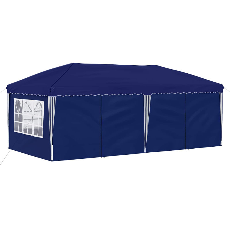 Vidaxl Pop-Up Party Tent 210D Oxford With Sliver Coating Event Shelter Gazebo, Blue