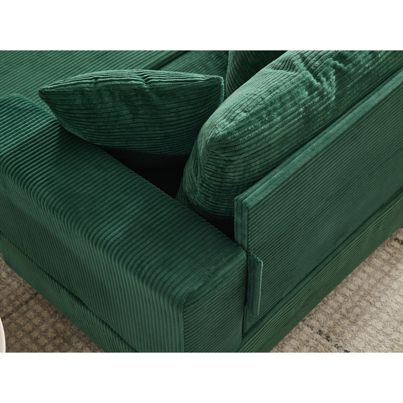 Méridienne surdimensionnée en velours côtelé moelleux, Vert