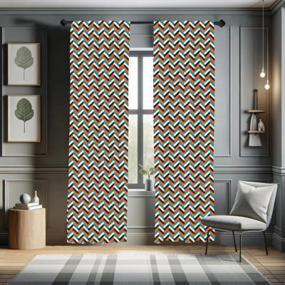 Mid Century Curtains, Herringbone Pattern In Retro Colors Simple Funky Design Of Classic Mosaic Tile, Window Treatments 2 Panel Set For Living Room Be -  East Urban Home, 6241990CA91241C49287A8C1C0F6BBD2