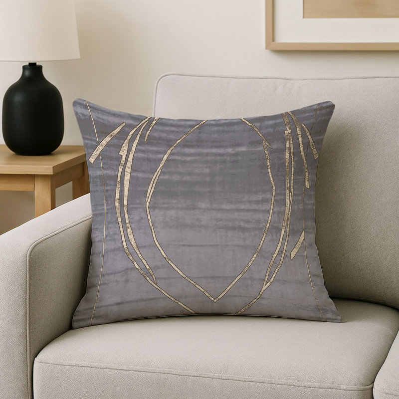 Coussin décoratif intérieur / extérieur gris Modern Modern, Carré 20 po, Gris abstrait 128