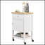 Chariot de cuisine utilitaire, îlot roulant avec plateau en bois d'hévéa, conception étroite, tiroir de rangement et armoire pour cuisines modernes-2095262063