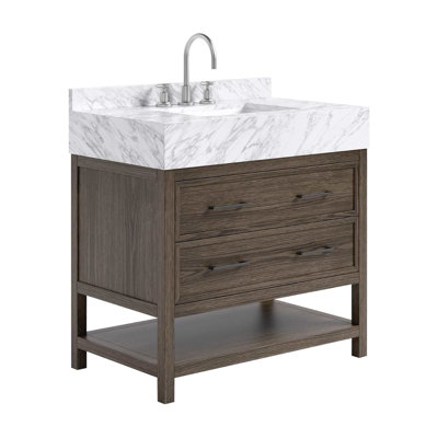 TileBar Studio Vanities Rowan Espresso Oak Vanity with Carrara Marble Top