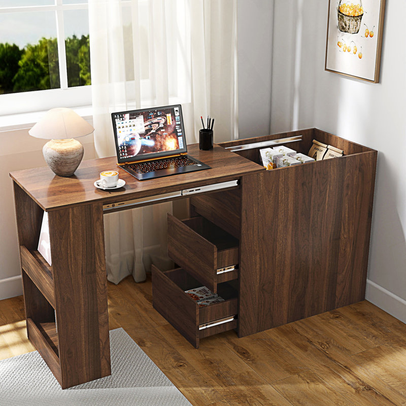 Bureau d'ordinateur de coin moderne avec table extensible