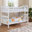 Modern Clean Silhouette Twin Bunk Bed Space-Saving Slatted Headboard Solid Wood White Finish