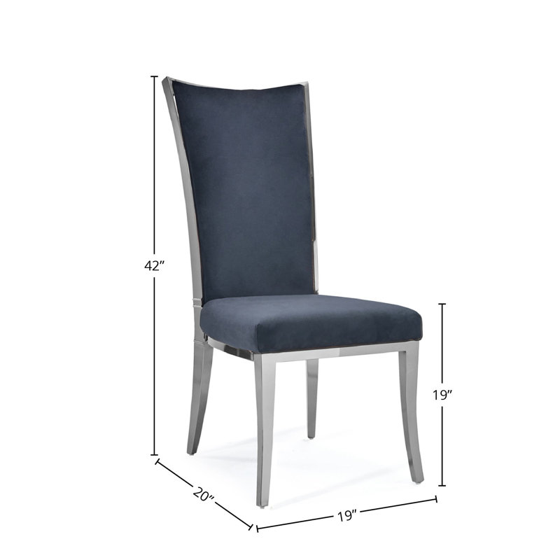 19'' H Velvet Upholstered Side Chair, Silver, Black
