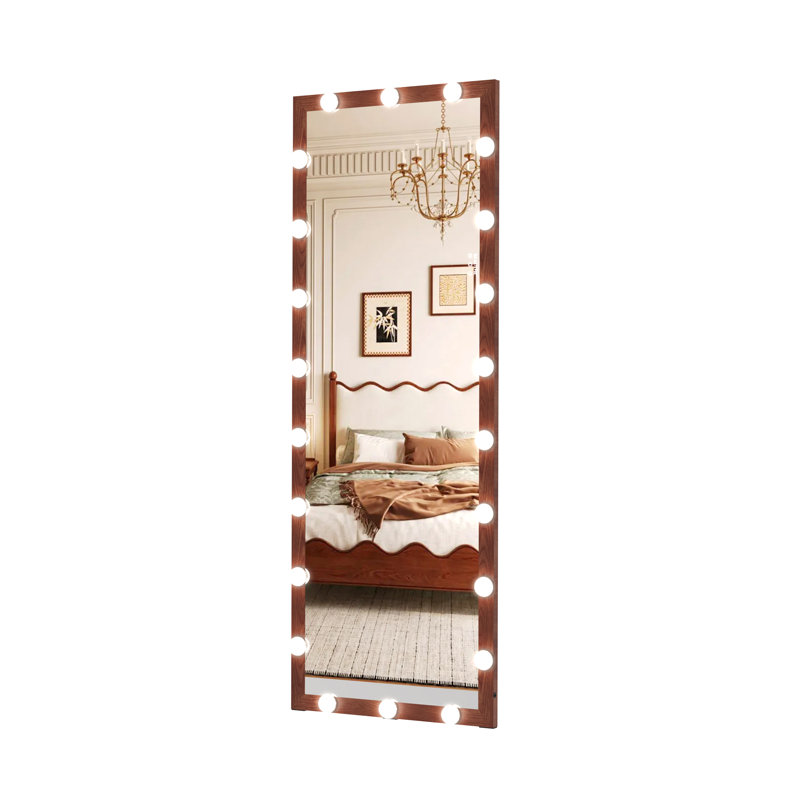Miroir de salle de bain avec miroir Hollywood, Noyer