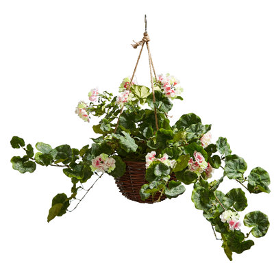 Panier suspendu en géranium artificiel