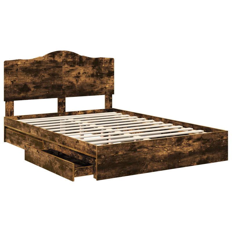 Bed, European Kingsize (160 x 200 cm), Smoked Oak