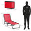 Chaise de patio inclinable. 4, siège respirant en filet et à élastique. Chaise de jardin rouge. Inclinable, filet. Avec coussin, pour patio, plage, piscine.