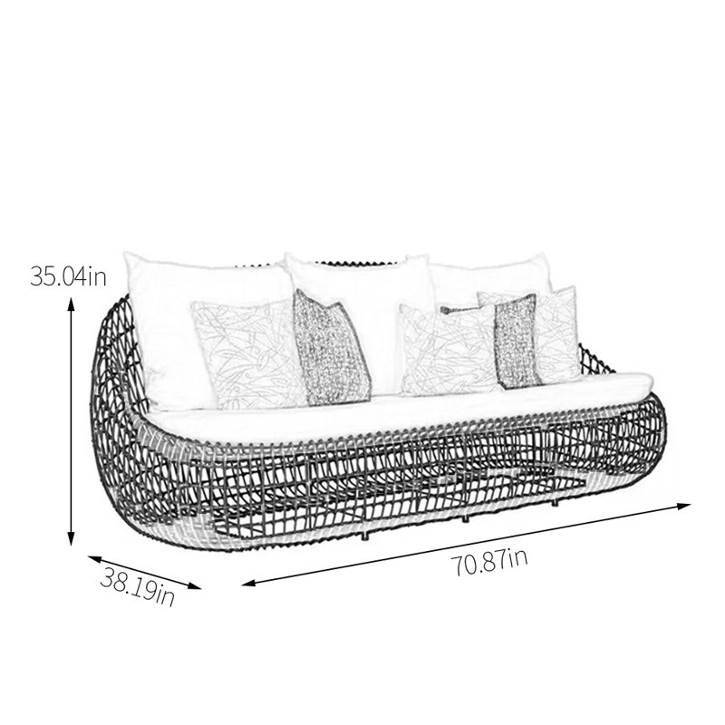 Talijah 70.87 " W Patio Sofa with Cushions, White