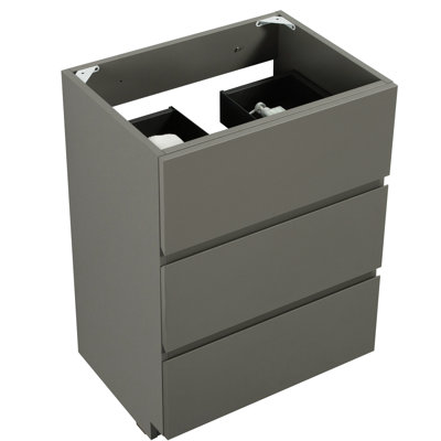 Armoire de salle de bain, grise, 3 tiroirs, pré-assemblée, augmente la capacité de rangement, armoire grise ergonomique sans lavabo, maximise l'espace,