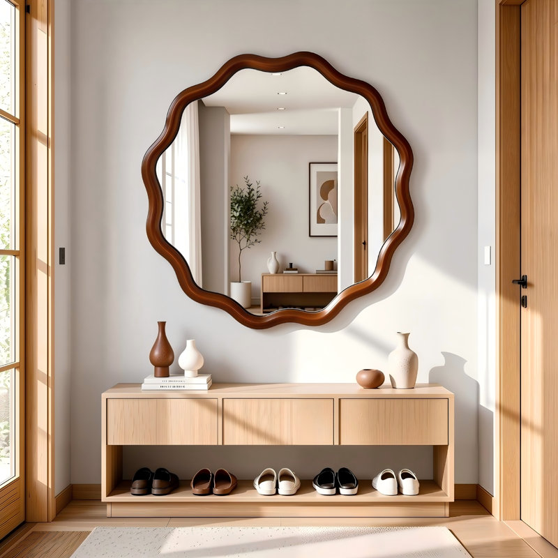 Miroir Wavy, 36 po x 36 po, Black Walnut