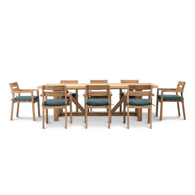 Gensingh Rectangular 8 - Person 98.5'' L Teak Outdoor Restaurant Dining Set -  Loon Peak®, FFC82D3CE3184ACBA354DE890B955D50