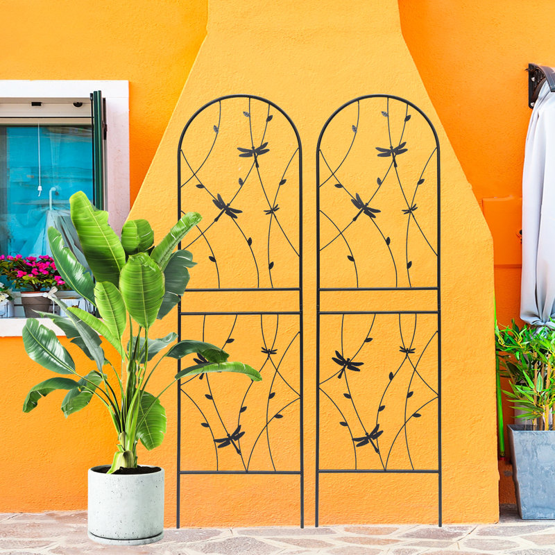 Ensemble de 2 treillis d'extérieur 71 po x 19,7 po, aide à la plante antirouille, support à fleurs, noir, jardin d'installation simple en métal 71 po x 19,7 po, support antirouille, aide, processus d'assemblage facile