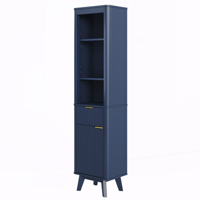68" H Tall Bathroom Storage Cabinet with  Adjustable Shelves and One Drawer & Door