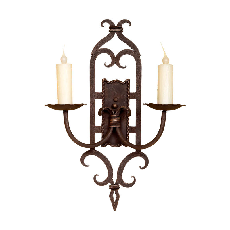 2 - Light Candle Wall Light, Rust Copper