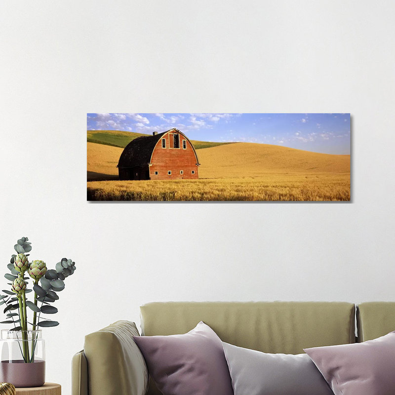 Old Barn In A Wheat Field, PAlouse, Whitman County, Washington State, USA #3 - Wrapped Canvas Panoramic Print