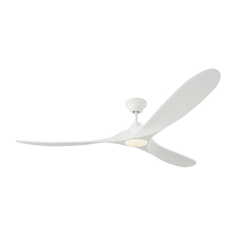 LED Downrod Ceiling Fan, Matte White with White Blades, 60 inches