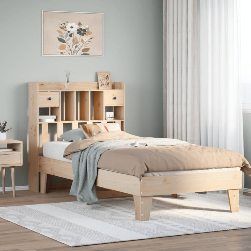 Croyden Solid Wood Storage Bed, 110cm H x 226.5cm W x 106cm D, Brown