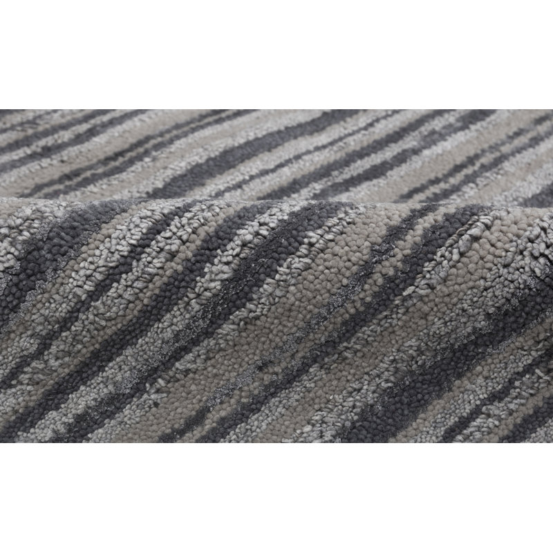 Handmade Cotton and Silk Striped Area Rug
