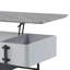 Table basse grise et blanche à finition ultrabrillante avec plateau relevable