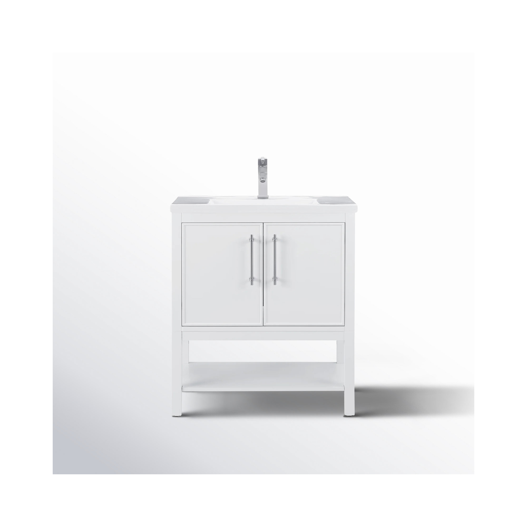 Jewell 30'' Single Bathroom Vanity, White/Brushed Nickel