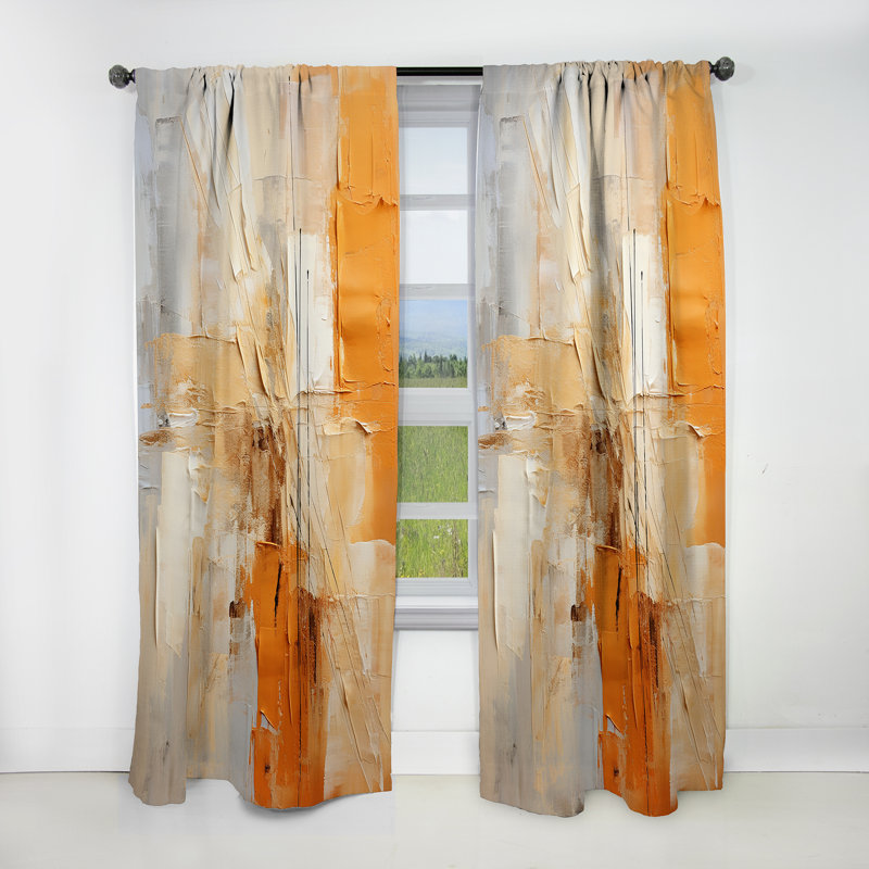 Glam Orange Beige Collage IV - Fashion Blackout Abstract Curtain - 1 Panel, 52" W x 90" L
