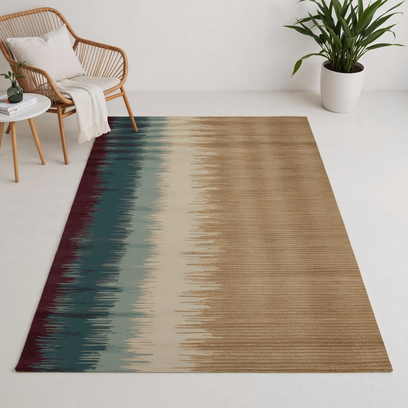 Watercolor Beige Indoor and Outdoor Area Rug, Rectangle 5' x 7'