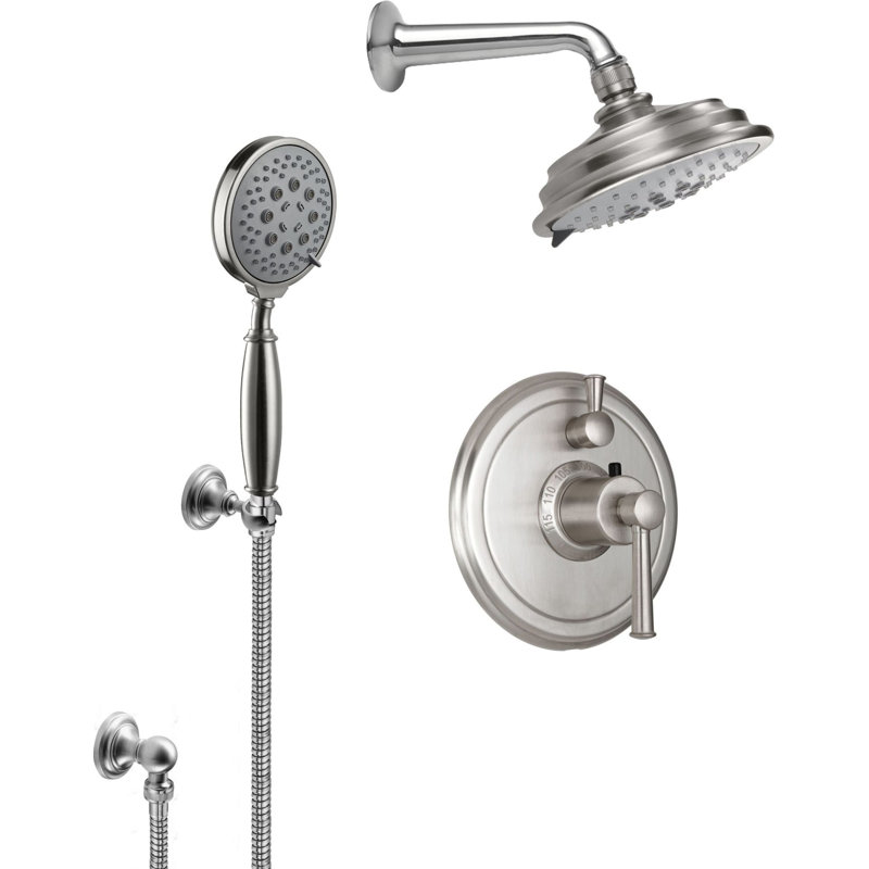 Miramar 2.0 GPM Styletherm 0.5" Thermostatic Shower System with Showerhead and Handshower on Hook, Matte Black, 1.8 GPM