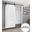 Porte de grange à panneaux blanche Lucia avec trousse de quincaillerie d'installation-49203784-49254310