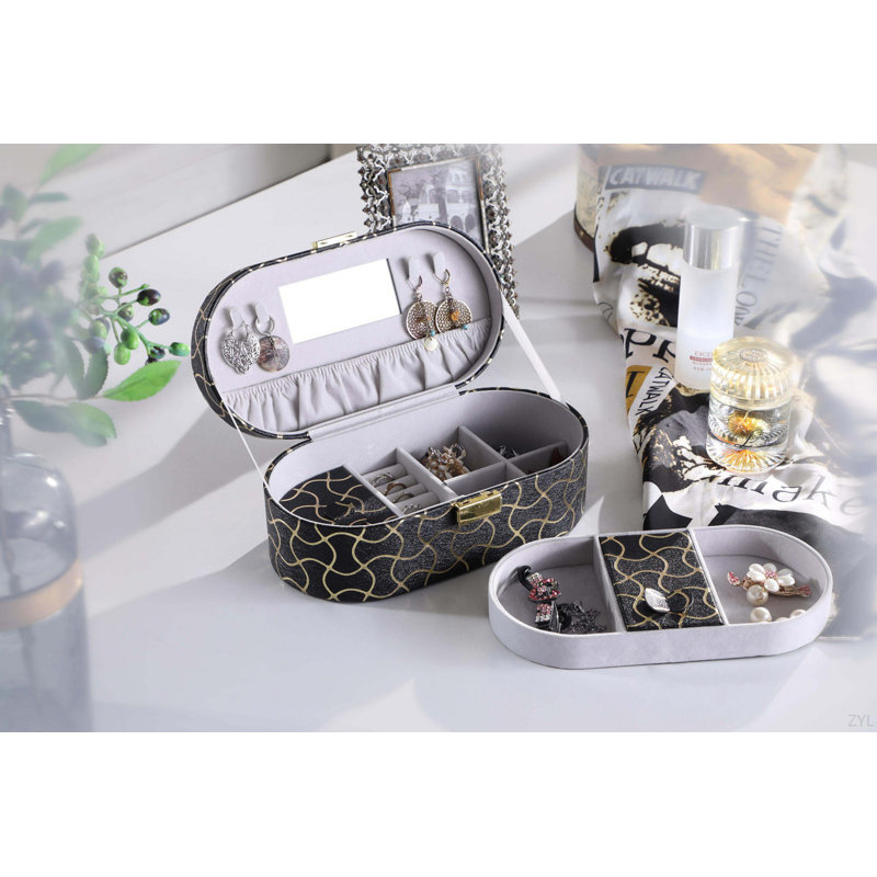 Étui à bijoux en cuir avec miroir 9,5 po