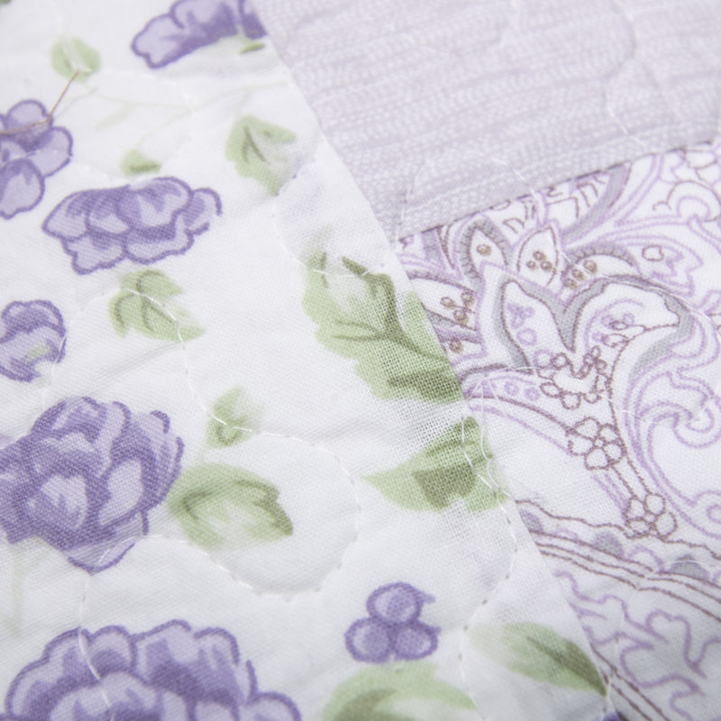 Lavender and White Cotton Twin Reversible Quilt