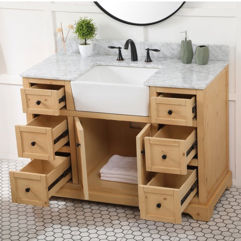Ensemble de meuble-lavabo simple 48 po Pardue, Bois naturel