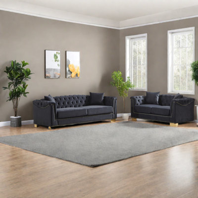 Luxurious Velvet Combination Sofas, Chesterfield Elegance For Home & Office