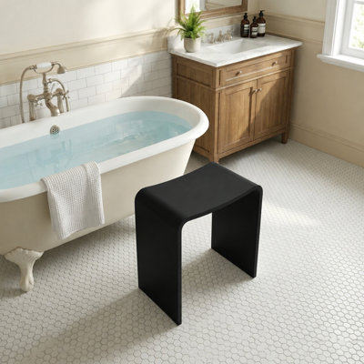 Banc de douche à surface solide blanc mat