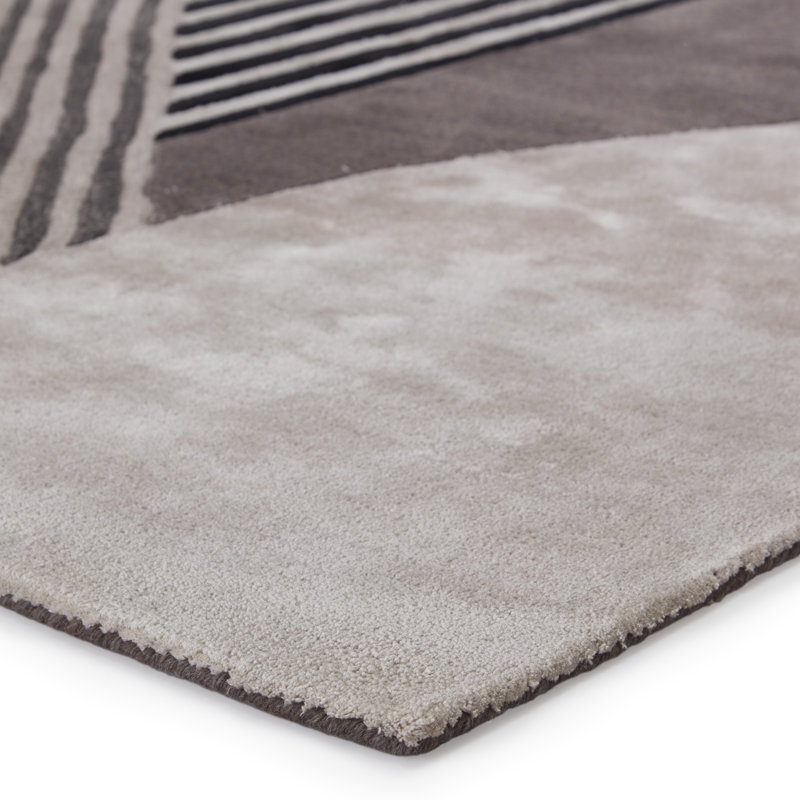 Handmade Black and Gray Geometric Wool Rug