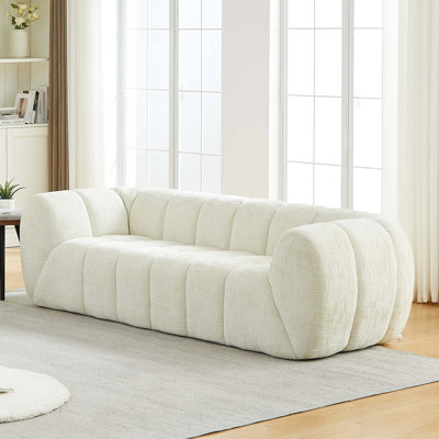 Canapé moderne en chenille pure mousse avec siège à carreaux et dossier à touches piano