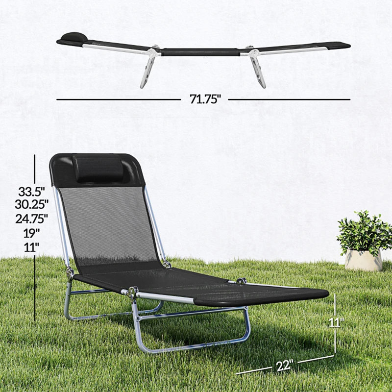 Fauteuil de bronzage pratique, méridienne pliante