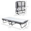 Lit pliant portatif avec matelas de 4 pouces, structure en métal robuste et roulettes pour faciliter le déplacement et le rangement, idéal pour les invités