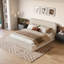 Lit plateforme tapissier grand beige avec support à lattes, aucun sommier nécessaire, lit à profil bas moderne et silencieux-132839787-132839785