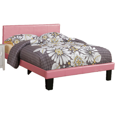 Full Size Modern Pink Faux Leather Upholstered Bedframe With Wooden Slats And Classic Headboard For Bedroom. Elegant Design, Particle Board, Foam, Rubber Wood Construction Transitional In Board