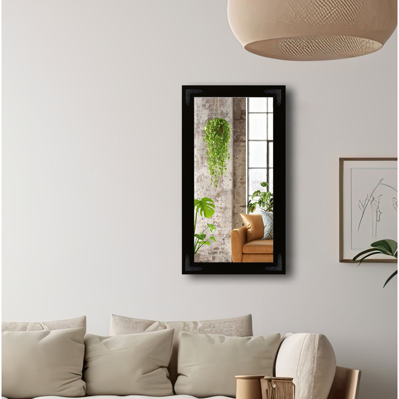Heavner Flat Wall Mirror, Black, 42" H x 25" W